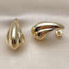 Arete Dormilona 02.428.0045 Oro Laminado, Diseño de Gota y Hueco, Pulido, Tono Dorado