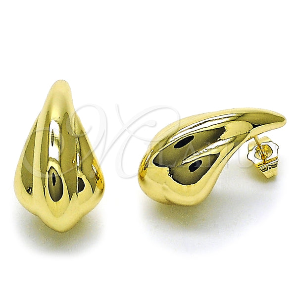 Arete Dormilona 02.428.0045 Oro Laminado, Diseño de Gota y Hueco, Pulido, Tono Dorado