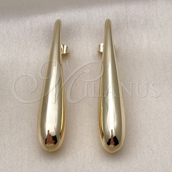 Arete Dormilona 02.428.0046 Oro Laminado, Diseño de Gota y Hueco, Pulido, Tono Dorado