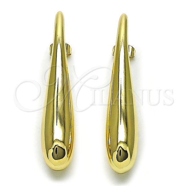 Arete Dormilona 02.428.0046 Oro Laminado, Diseño de Gota y Hueco, Pulido, Tono Dorado