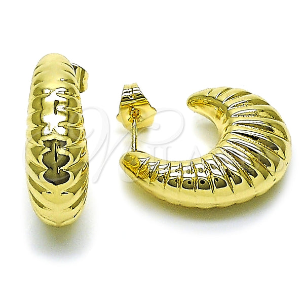 Arete Dormilona 02.428.0049 Oro Laminado, Diseño de Hueco, Pulido, Tono Dorado