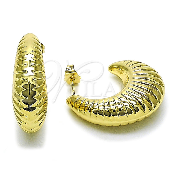 Argolla Mediana 02.196.0164.1.25 Oro Laminado, Diseño de Hueco, Pulido, Tono Dorado