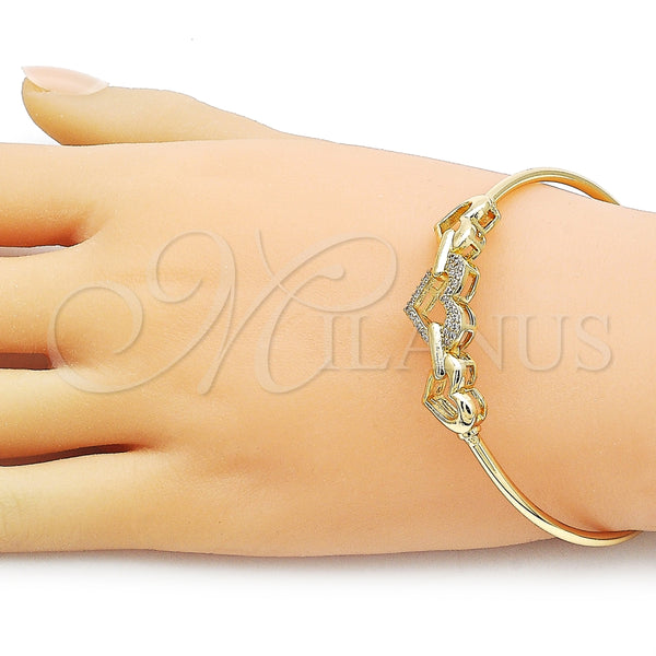 Aro Individual 07.282.0004 Oro Laminado, Diseño de Corazón, con Blanca Micro Pave, Pulido, Tono Dorado (03 MM Thickness, One size fits all)