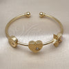 Aro Individual 07.282.0005 Oro Laminado, Diseño de Corazón y Estrella, con Blanca Zirconia Cubica, Pulido, Tono Dorado (03 MM Thickness, One size fits all)