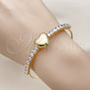 Aro Individual 07.282.0006 Oro Laminado, Diseño de Corazón y Baguette, con Blanca Zirconia Cubica, Pulido, Tono Dorado (02 MM Thickness, One size fits all)