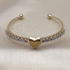 Aro Individual 07.282.0006 Oro Laminado, Diseño de Corazón y Baguette, con Blanca Zirconia Cubica, Pulido, Tono Dorado (02 MM Thickness, One size fits all)