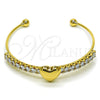 Aro Individual 07.282.0006 Oro Laminado, Diseño de Corazón y Baguette, con Blanca Zirconia Cubica, Pulido, Tono Dorado (02 MM Thickness, One size fits all)