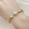 Aro Individual 07.282.0010 Oro Laminado, Diseño de Corazón y Cluster, con Blanca Zirconia Cubica and Blanca Micro Pave, Pulido, Tono Dorado (06 MM Thickness, One size fits all)