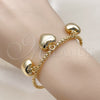 Aro Individual 07.282.0011 Oro Laminado, Diseño de Corazón, Diamantado, Tono Dorado (Grosor 04 MM, Talla Unica)