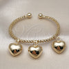 Aro Individual 07.282.0011 Oro Laminado, Diseño de Corazón, Diamantado, Tono Dorado (Grosor 04 MM, Talla Unica)