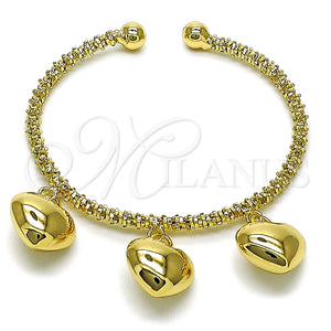Aro Individual 07.282.0011 Oro Laminado, Diseño de Corazón, Diamantado, Tono Dorado (Grosor 04 MM, Talla Unica)