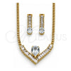 Collar y Dije 06.282.0006 Oro Laminado, Diseño de Baguette y Gota, con Zirconia Cubica Blanca, Pulido, Tono Dorado