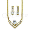 Collar y Dije 06.282.0006 Oro Laminado, Diseño de Baguette y Gota, con Blanca Zirconia Cubica, Pulido, Tono Dorado