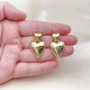 Arete Dormilona 02.282.0019 Oro Laminado, Diseño de Corazón, Pulido, Tono Dorado