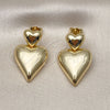 Arete Dormilona 02.282.0019 Oro Laminado, Diseño de Corazón, Pulido, Tono Dorado