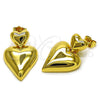Arete Dormilona 02.282.0019 Oro Laminado, Diseño de Corazón, Pulido, Tono Dorado