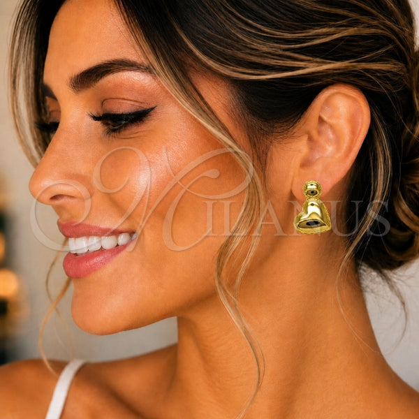 Arete Dormilona 02.282.0020 Oro Laminado, Diseño de Corazón, Pulido, Tono Dorado