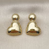 Arete Dormilona 02.282.0020 Oro Laminado, Diseño de Corazón, Pulido, Tono Dorado