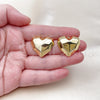 Arete Dormilona 02.282.0021 Oro Laminado, Diseño de Corazón, Pulido, Tono Dorado