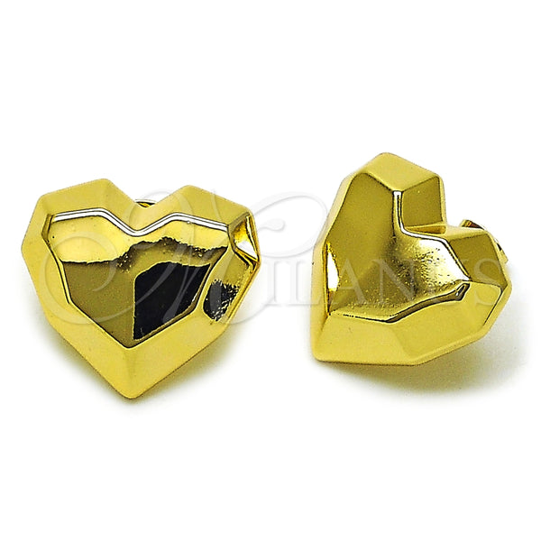 Arete Dormilona 02.282.0021 Oro Laminado, Diseño de Corazón, Pulido, Tono Dorado