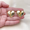 Arete Dormilona 02.282.0022 Oro Laminado, Diseño de Corazón, Pulido, Tono Dorado