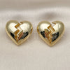Arete Dormilona 02.282.0022 Oro Laminado, Diseño de Corazón, Pulido, Tono Dorado