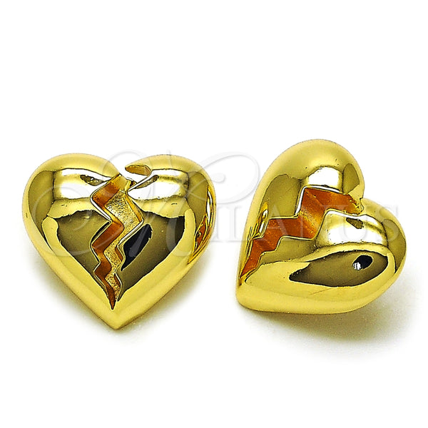 Arete Dormilona 02.282.0022 Oro Laminado, Diseño de Corazón, Pulido, Tono Dorado