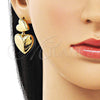Arete Dormilona 02.282.0023 Oro Laminado, Diseño de Corazón, Pulido, Tono Dorado