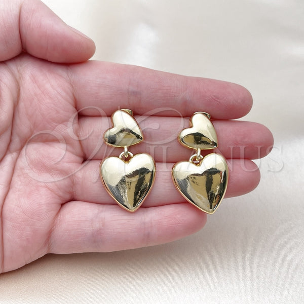 Arete Dormilona 02.282.0023 Oro Laminado, Diseño de Corazón, Pulido, Tono Dorado