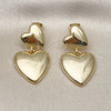 Arete Dormilona 02.282.0023 Oro Laminado, Diseño de Corazón, Pulido, Tono Dorado