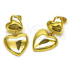 Arete Dormilona 02.282.0023 Oro Laminado, Diseño de Corazón, Pulido, Tono Dorado