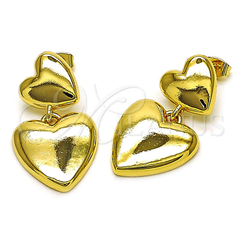 Arete Dormilona 02.282.0023 Oro Laminado, Diseño de Corazón, Pulido, Tono Dorado