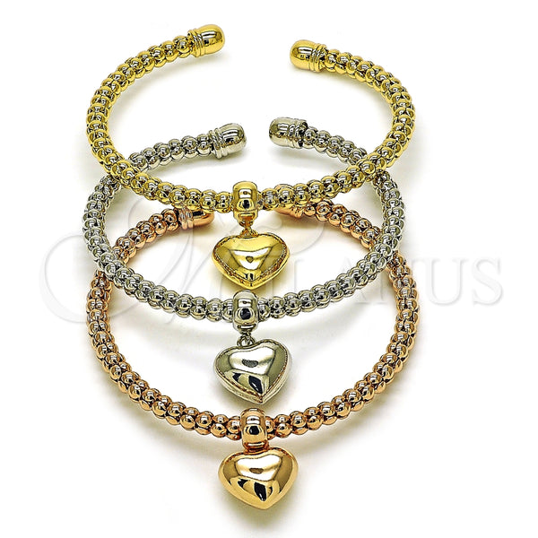 Aro Trio 07.282.0013 Oro Laminado, Diseño de Corazón, Pulido, Tres Tonos (05 MM Thickness, One size fits all)