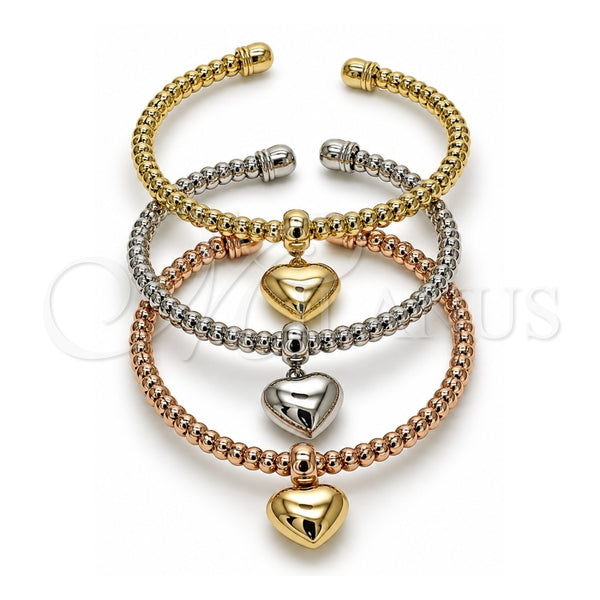 Aro Trio 07.282.0013 Oro Laminado, Diseño de Corazón, Pulido, Tres Tonos (Grosor 05 MM, Talla Unica)