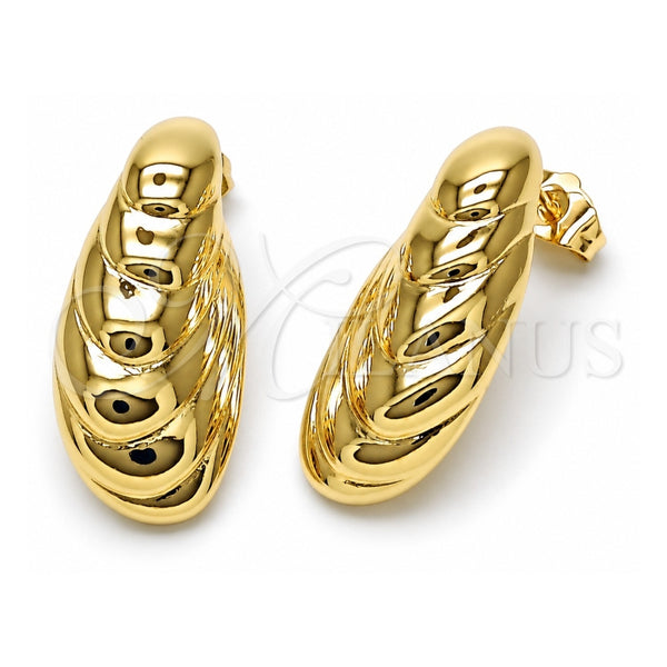 Arete Dormilona 02.163.0377 Oro Laminado, Diseño de Concha, Pulido, Tono Dorado