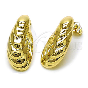 Arete Dormilona 02.163.0377 Oro Laminado, Diseño de Concha, Pulido, Tono Dorado