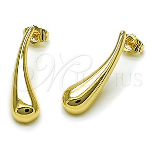 Arete Dormilona 02.163.0380 Oro Laminado, Diseño de Gota, Pulido, Tono Dorado