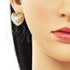 Arete Dormilona 02.163.0384 Oro Laminado, Diseño de Corazón, Pulido, Tono Dorado