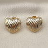 Arete Dormilona 02.163.0384 Oro Laminado, Diseño de Corazón, Pulido, Tono Dorado