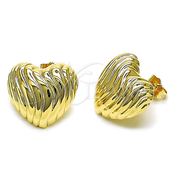 Arete Dormilona 02.163.0384 Oro Laminado, Diseño de Corazón, Pulido, Tono Dorado