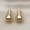 Arete Dormilona 02.195.0339 Oro Laminado, Diseño de Gota y Hueco, Pulido, Tono Dorado