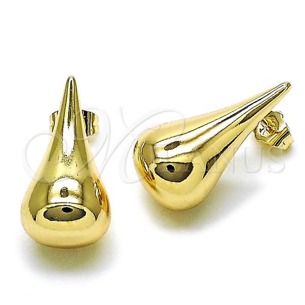 Arete Dormilona 02.195.0339 Oro Laminado, Diseño de Gota y Hueco, Pulido, Tono Dorado