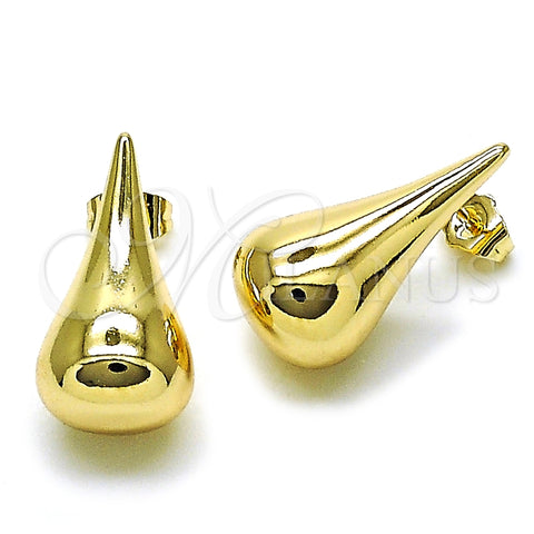 Arete Dormilona 02.195.0339 Oro Laminado, Diseño de Gota y Hueco, Pulido, Tono Dorado