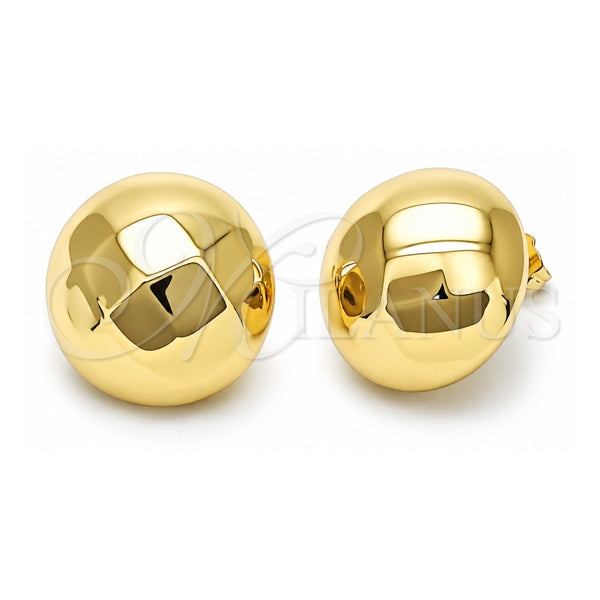 Arete Dormilona 02.195.0341 Oro Laminado, Diseño de Hueco y Bola, Pulido, Tono Dorado