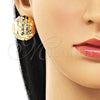 Arete Dormilona 02.195.0342 Oro Laminado, Diseño de Hueco, Pulido, Tono Dorado