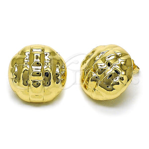 Arete Dormilona 02.195.0342 Oro Laminado, Diseño de Hueco, Pulido, Tono Dorado