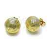 Arete Dormilona 02.195.0346 Oro Laminado, Diseño de Bola, Diamantado, Tono Dorado