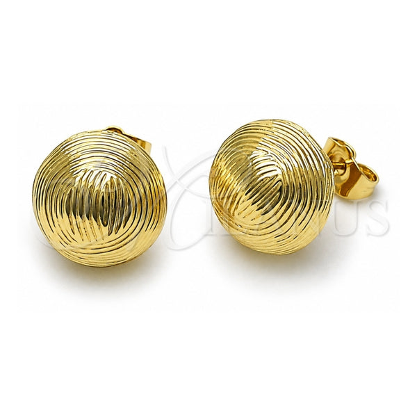 Arete Dormilona 02.195.0346 Oro Laminado, Diseño de Bola, Diamantado, Tono Dorado