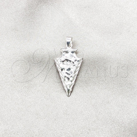 Dije Elegante 05.392.0112 Plata Rodinada, Diseño de Flecha, Pulido, Tono Plateado