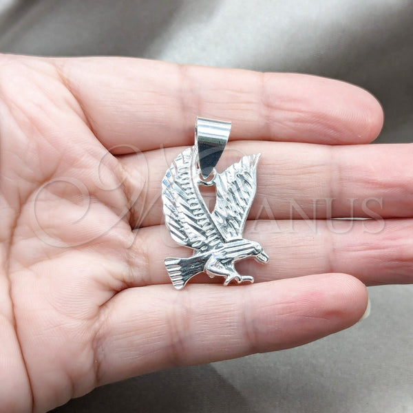Dije Elegante 05.392.0113 Plata Rodinada, Diseño de Águila, Pulido, Tono Plateado